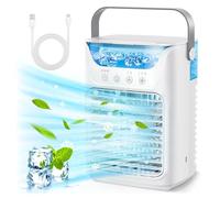 Walfront Humidificador de Aire Portátil 3 Velocidades del Viento 2 Niebla 3 Ventiladores de con Sincronización Automática Tanque de Agua 700 Ml Luz