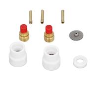 Walfront Kit de Lentes de Gas TIG de 12 Piezas, Soporte de Electrodo de Bisel Corto, Juego de Lentes de Gas con Boquillas de Cerámica, Pantalla de Malla, Cubierta de PTFE para Antorcha de