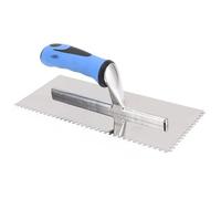 Walfront Llana Dentada Cuadrada de 4 Mm, Llana de Mano de Acero Inoxidable con Ergonómico de Goma para la Instalación de Azulejos en Suelos y Paredes, Cerámica, Piedra y hormigón.