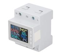 Walfront Medidor de Energía Monofásico, Medidor de Potencia de Corriente de Voltaje ABS 63A con Pantalla LCD a Color, Monitoreo de Sobretemperatura y Sobrecorriente para Gestión de Energía de