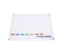 Walfront Planificador Semanal Acrílico, Tablero Magnético Borrable de 40x30 Cm para Nevera con 4 Imanes Fuertes, Menú Transparente para Planificación de Comidas y Lista de Compras