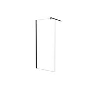 Walk in mampara de ducha fija frontal 1 hoja sin marco exterior,cristal templado antical 5mm con barra 90cm,perfil negro mate,(780-800)x1900mm