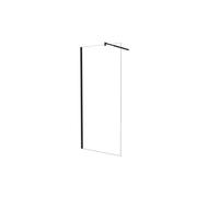 Walk in mampara de ducha fija frontal 1 hoja sin marco exterior,cristal templado antical 5mm con barra 70-120cm,perfil negro mate,(680-700)x1900mm