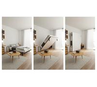 Wallbedking Cama abatible Morphy Studio - Sistema Multifuncional Modular SizeFlex y TypeFlex, Cama abatible Ahorra Espacio y Extensible con módulos de sofá (150x200, Vertical)
