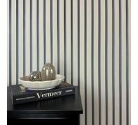WALLCOVER Papel pintado beige no tejido a rayas negras - Paneles de pared estilo escandinavo moderno fabricado en Alemania
