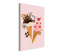 WALLERO Cuadro en lienzo Conos con Helado - Decoración de pared moderna e impresión artística | Cuadro para salón dormitorio cocina recibidor 80x120