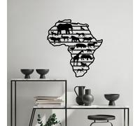 Wallity African Animals Escultura de pared de metal negra