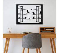 Wallity Birds in Front Of The Window - 1 Escultura de pared de metal negra