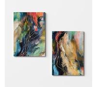 Wallity Conjunto de 2 Lienzos Decorativos Multicolor 70 x 100 cm