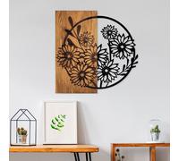 Wallity Flowers 1 Escultura de pared en nogal y negro