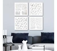 Wallity Juego de 4 Espejos de Cristal con Diseño de MDF Plata