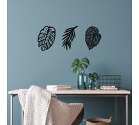 Wallity Leaves - 509 Escultura de pared de metal negra
