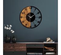 Wallity Linear Reloj de Pared Decorativo de Madera y Metal Nogal y Negro