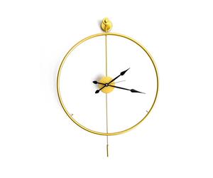 Wallity Mclock-00101 Reloj de pared decorativo de metal dorado