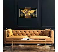Wallity, modelo SKL2233, de Nussbaum, color dorado, decoración para el hogar, dimensiones 85 x 58 cm, composición: 50% madera (grosor: 3 cm) / 50% metal (grosor: 1 cm)