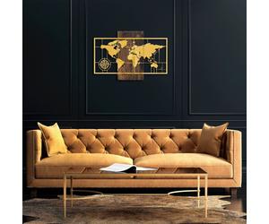 Wallity, modelo SKL2233, de Nussbaum, color dorado, decoración para el hogar, dimensiones 85 x 58 cm, composición: 50% madera (grosor: 3 cm) / 50% metal (grosor: 1 cm)