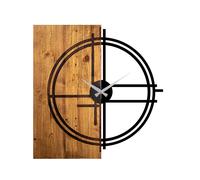 Wallity Reloj de Pared Decorativo de Madera Nogal Claro y Negro