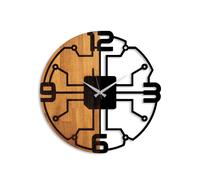 Wallity Reloj de pared decorativo de madera Nogal y Negro