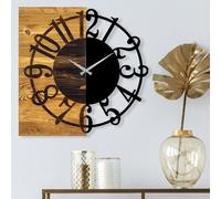 Wallity Reloj de pared decorativo de madera Nogal y Negro