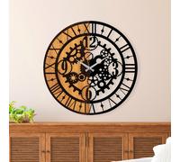 Wallity Reloj de Pared Decorativo de Madera Nogal y Negro