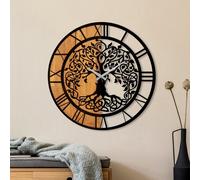 Wallity Reloj de pared decorativo de madera Nogal y Negro