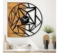 Wallity Reloj de pared decorativo de madera Nogal y Negro
