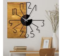 Wallity Reloj de pared decorativo de madera Nogal y Negro
