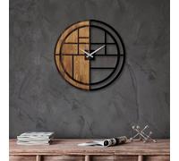 Wallity Reloj de pared decorativo de madera y metal Nogal y Negro