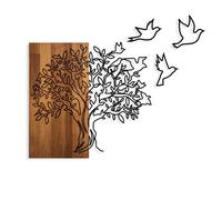 Wallity Tree And Birds 1 - Escultura de Pared de Madera y Metal