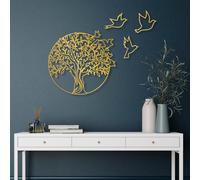 Wallity Tree And Birds 4 Escultura de pared dorada