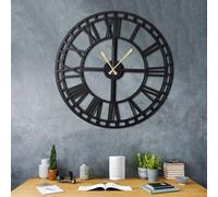 Wallity WATCH-038 Reloj de Pared Decorativo de Metal Negro 70 x 70 cm