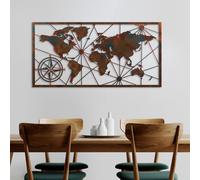Wallity World Map Large - 2 Escultura de Pared de Metal Multicolor