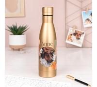 Wanapix | Botella de Acero Inoxidable con Foto 100% Personalizada | Color Dorado | 500 ml. | Doble Capa | Personaliza con Fotos y Textos | Botella Térmica Frío y Calor con Personalización 360º