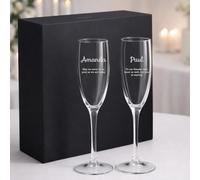 Wanapix | Copas de Cava 100% Personalizada cristal grabado| 20 apacidad 20 centílitros, Cristal grabado a láser, opción compra estuche para regalar