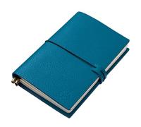WANDERINGS Cuaderno de Viaje A5 con Bolsillos, Color Azul - Diario de Cuero Genuino, 6 x 8,5" / 15 x 22 cm, Diario de Viaje Recargable para Capturar Todas las Aventuras, Insertos Blanco de 120 GSM