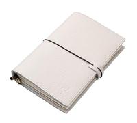 WANDERINGS Cuaderno Travelers A5 con Bolsillos, Color Avena - Diario de Cuero Genuino, 6" x8,5/15 x 22 cm, Diario de Viaje Recargable Resistente, Insertos Blanco de 120 GSM