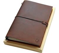 WANDERINGS Diario de Cuero Grande | Cuaderno de Viaje Recargable Grande | Perfecto para Escribir, Dibujar, Albumes de Recortes, Regalos para Hombres, Mujeres, Viajeros, Inserciones en Blanco -