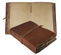 Wanderings Diario de Cuero Vintage - Diario Encuadernado de Cuero Antiguo Hecho a Mano con Papel de Borde Rústico Desgarrado Antiguo con Lineas - Para Escribir, Libro de Sombras, Grimorio, Bocetos -