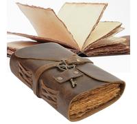 WANDERINGS Diario de Cuero Vintage, Diario Pequeño Encuadernado en Cuero Antiguo Hecho a Mano con Papel de Borde Desgarrado Antiguo, Perfecto para Escribir, Diario de Sombras, un Grimorio, Bocetos,