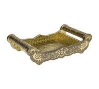 WANDERLUST DECO Bandeja de metal repujado dorada 25x13x6h cm