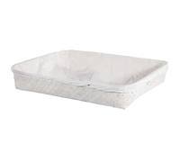WANDERLUST DECO Bandeja Rectangular de Bambú Natural Lacada en Blanco con Forro - Elegante y Versátil