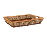 WANDERLUST DECO Bandeja rectangular de cuerda trenzada marrón 60x50x10h cm