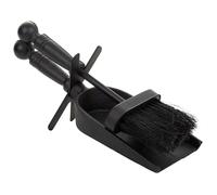 WANDERLUST DECO Cepillo y recogedor para la chimenea de metal negro 29x10x12h cm