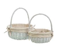 WANDERLUST DECO Cestas de Mimbre Lac Blanco Forradas Set2 Pzas - Almacenamiento Elegante