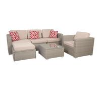 WANDERLUST DECO Conjunto de Muebles de Exterior - Mesa, Sofá, Sillón y Reposapiés - Elegancia y Confort Al Aire Libre Gray 69x69x(table36)(rest33)sofas88/222x80x66
