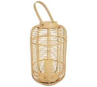 WANDERLUST DECO Farol portavelas con Vela led de Bambu y Ratan Marron