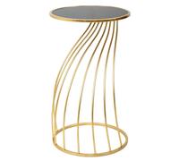 WANDERLUST DECO Mesa auxiliar de metal dorado con superficie de cristal d43x73h cm