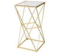 WANDERLUST DECO Mesa Auxiliar Elegante de Metal y Cristal 35x35x70h Cm