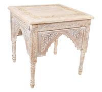 WANDERLUST DECO Mesa de Centro de Madera Artesanal Blanco 45x45x54h Cm - Hecho a Mano