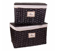WANDERLUST DECO Set 2 Baúles de Mimbre Forrados 76x46x46cm y 66x40x41cm - Encanto y Practicidad Brown